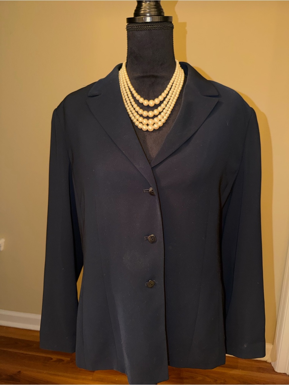 Kasper Navy Single-Breasted Blazer